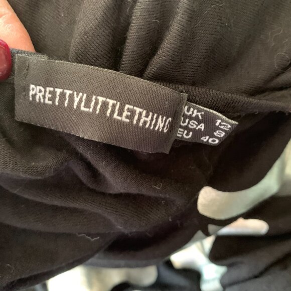 PRETTYLITTLETHING BLACK Skeleton Holographic T SHIRT DRESS SIZE 12 RAYON - Picture 13 of 13